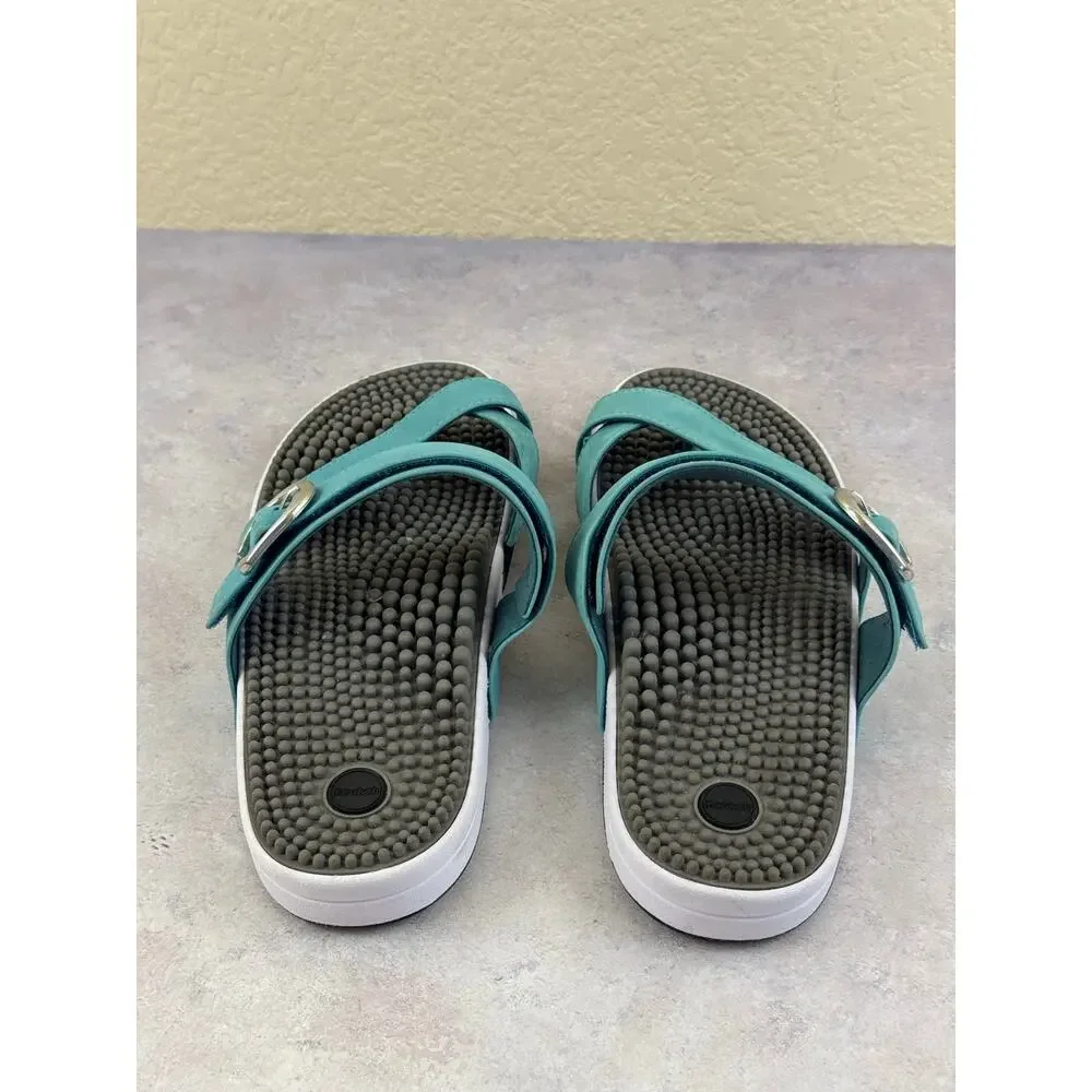 Kenkoh Massaging Sandals Blue Leather Men's 8 Women’s Size 9 EU 40